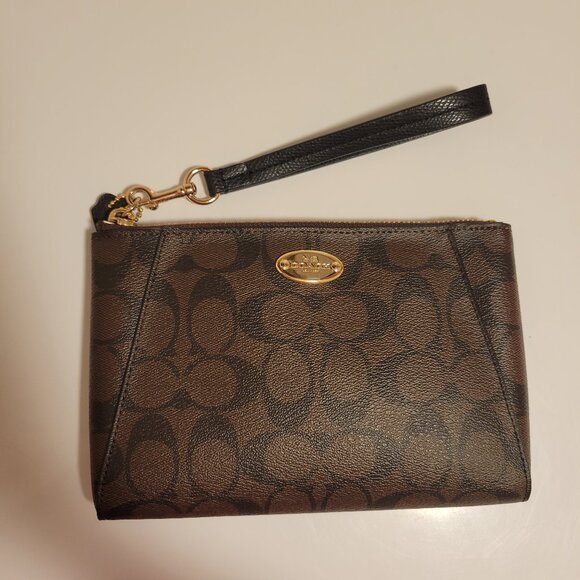 EUC Coach Brown Wristlet with Gold Hardware - Picture 1 of 7